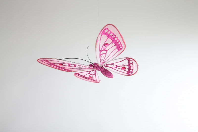 Kinderkamer lamp accessoire: Vlinder doorschijnend (Roze) Kinderkamerlampen.nl