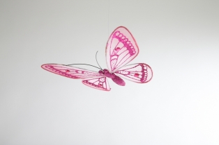 Kinderkamer lamp accessoire: Vlinder doorschijnend (Roze)