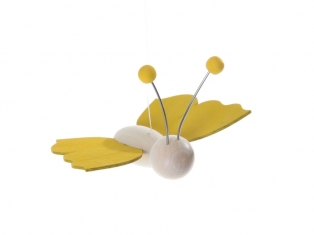 Kinderkamer lamp accessoire: Houten vlinder (Geel)