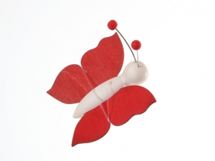 Kinderkamer lamp accessoire: Houten vlinder (Rood)