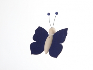 Kinderkamer lamp accessoire: Houten vlinder (Blauw)