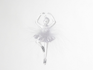 Kinderkamer lamp accessoire: Ballerina met veren (Doorschijnend)