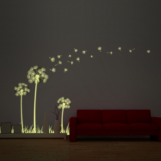 Kinderkamer lamp accessoire: Glow in the dark Dandelion